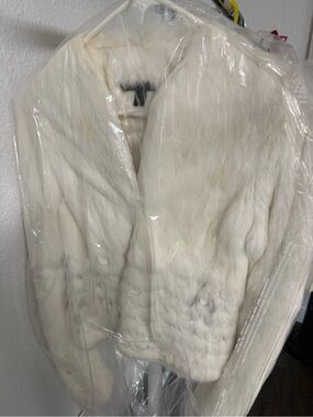 White Rabbit Fur Jacket - Plush Short Coat